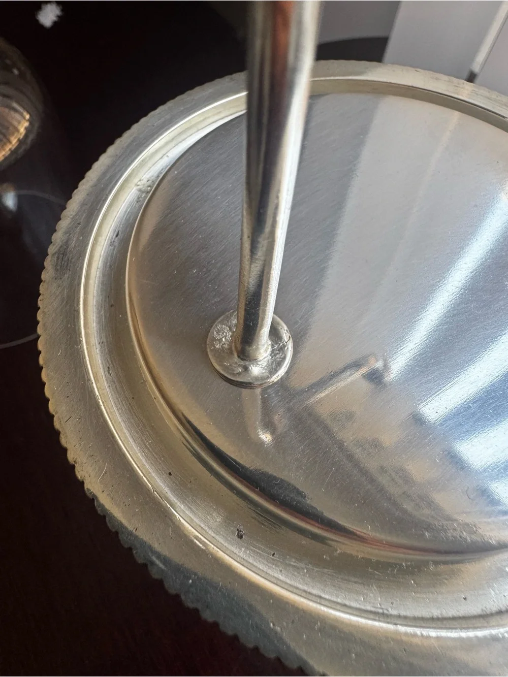 Pottery Barn Clear Glass Cloche with Silver Pedestal
